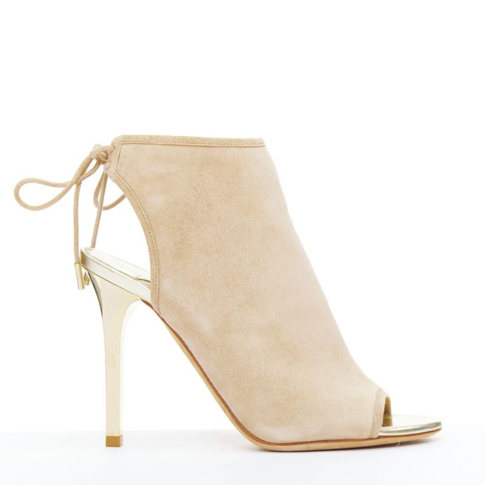 Jimmy Choo Suede Gold Heel Booties